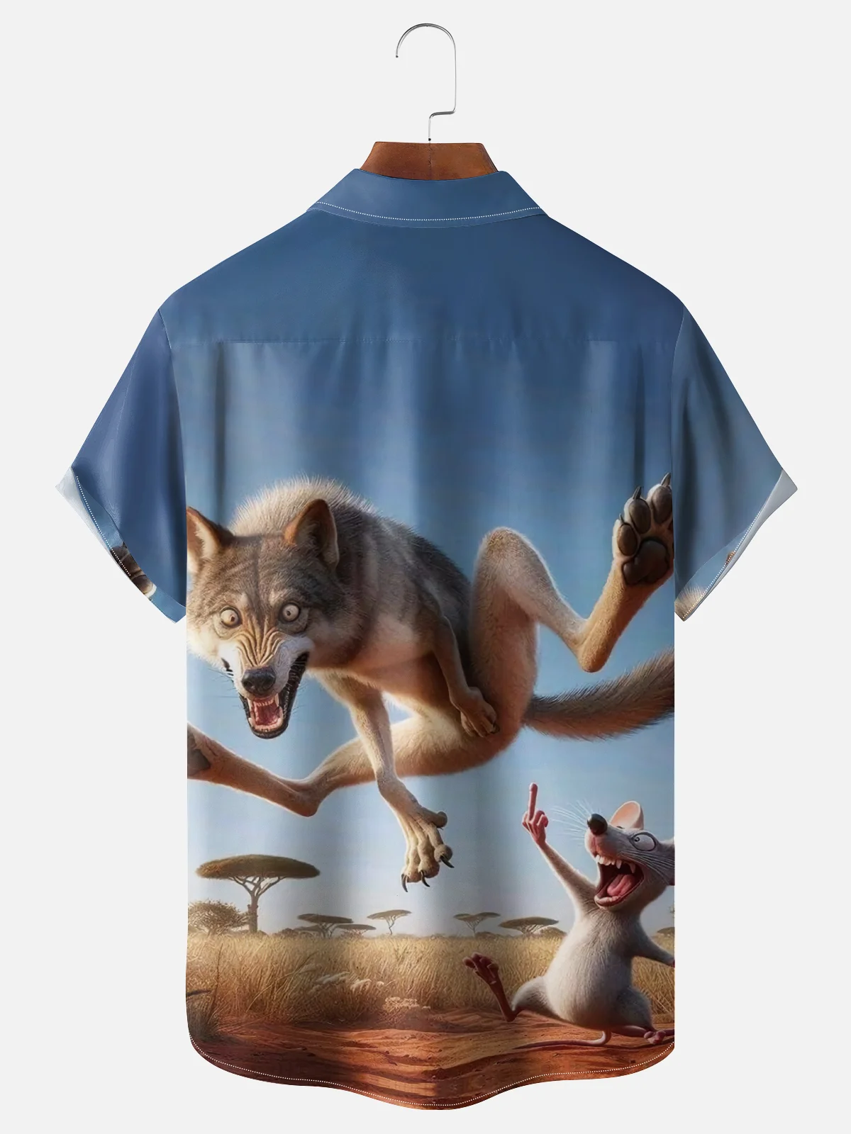 Moisture-Wicking Funny Mouse Wolf Chest Pocket Hawaiian Shirt