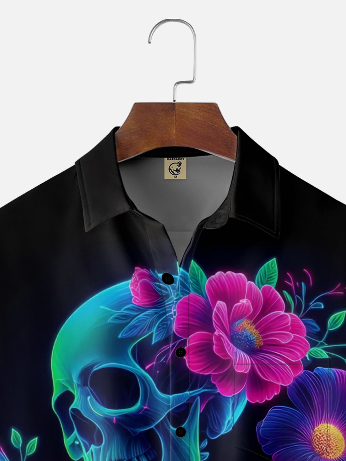 Moisture-Wicking Mexican Day Of The Dead Skull Flower Chest Pocket Hawaiian Shirt