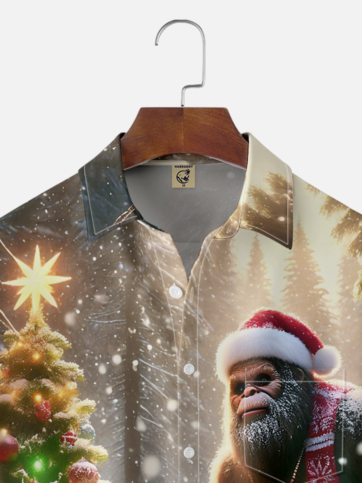 Moisture-Wicking Christmas Bigfoot Chest Pocket Hawaiian Shirt