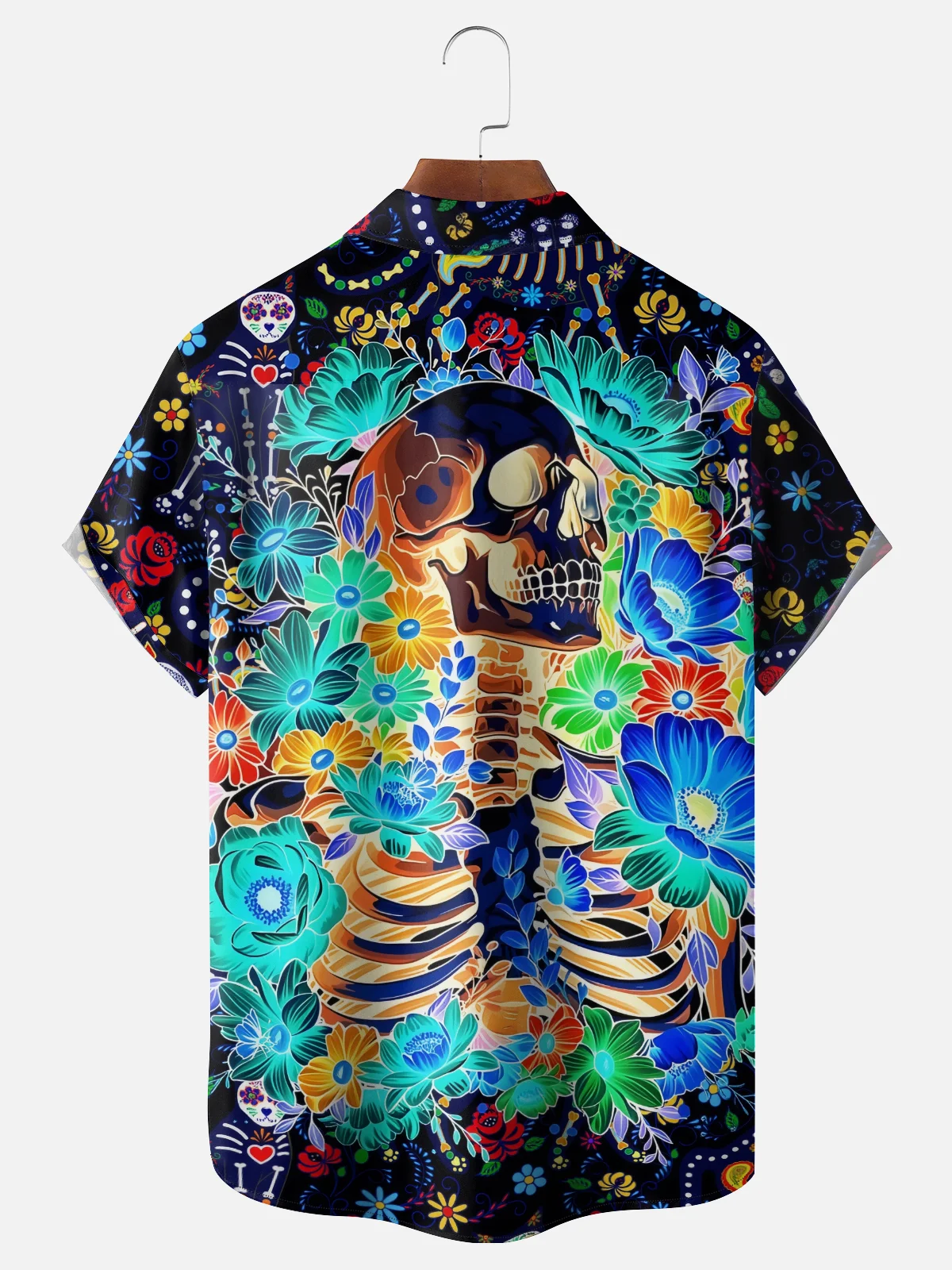 Moisture-wicking Day of the Dead Skeletons Chest Pocket Casual Shirt