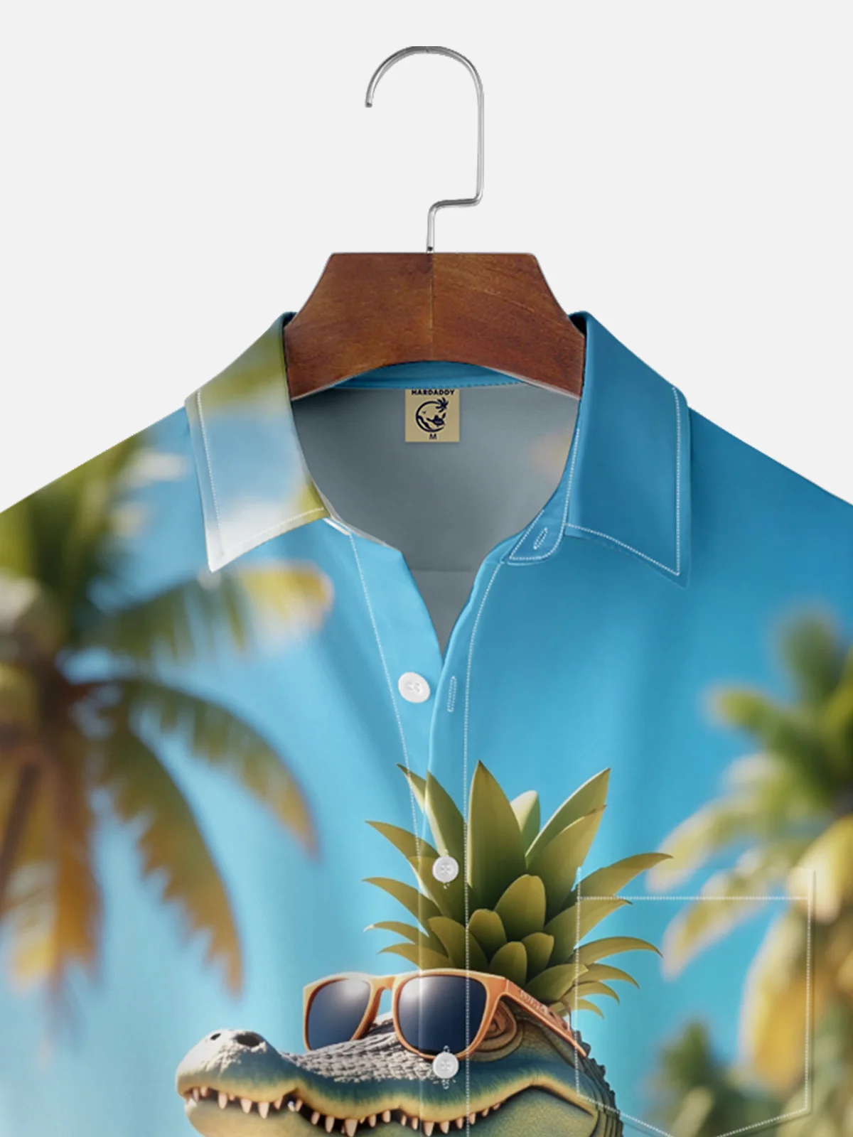 Moisture-wicking Pineapple Crocodile Coconut Tree Beach Chest Pocket Hawaiian Shirt