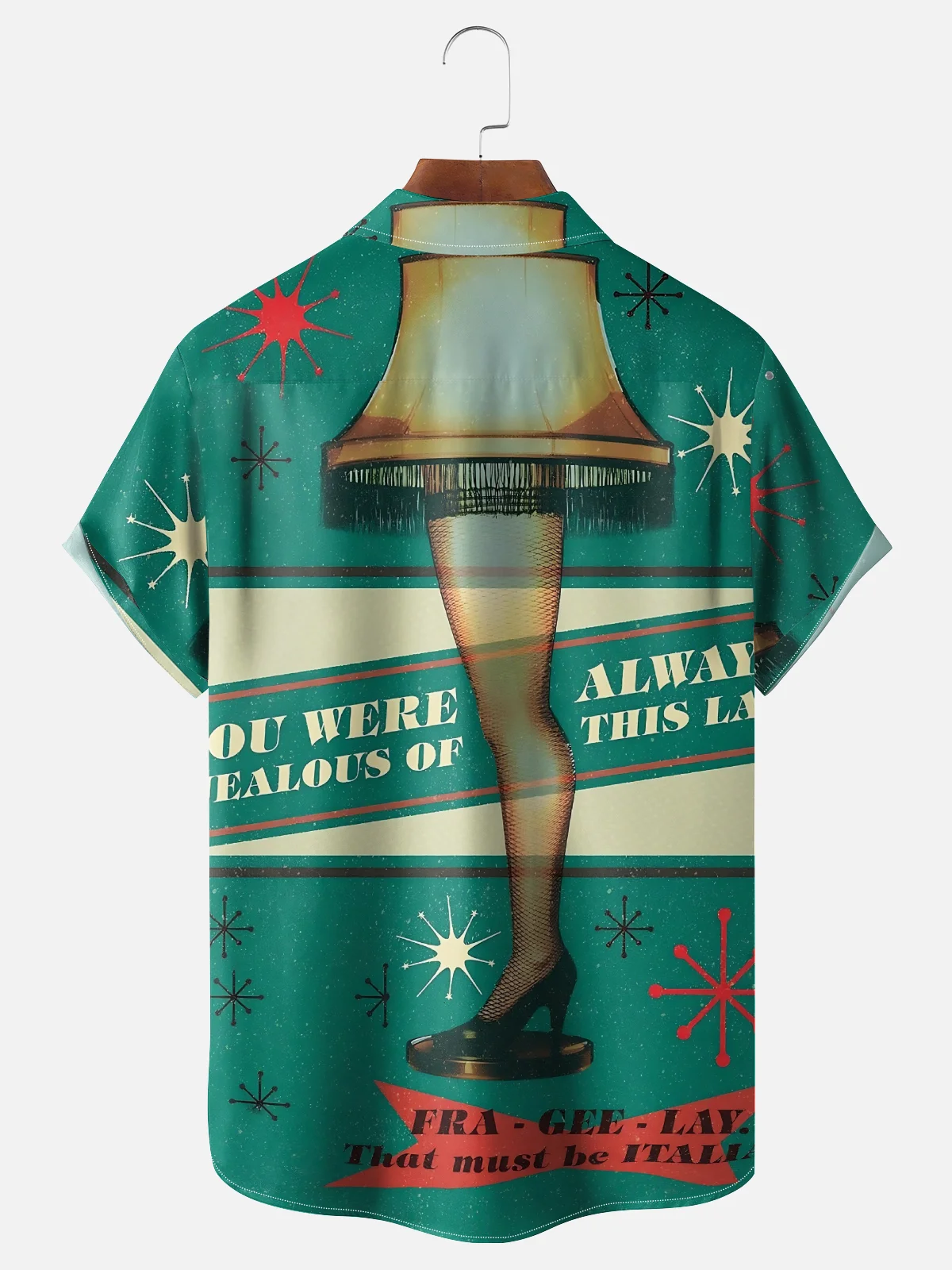 Moisture-Wicking Christmas Leg Lights Chest Pocket Hawaiian Shirt