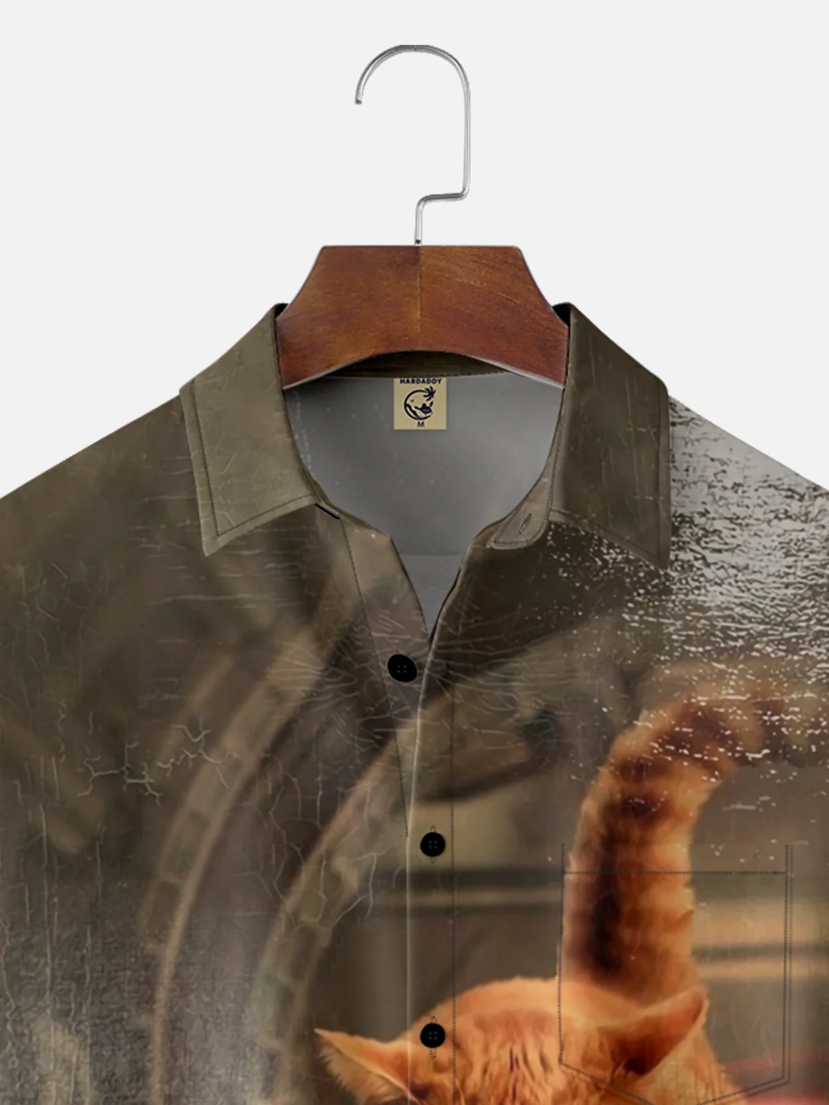 Moisture-wicking Cat Monster Chest Pocket Casual Shirt