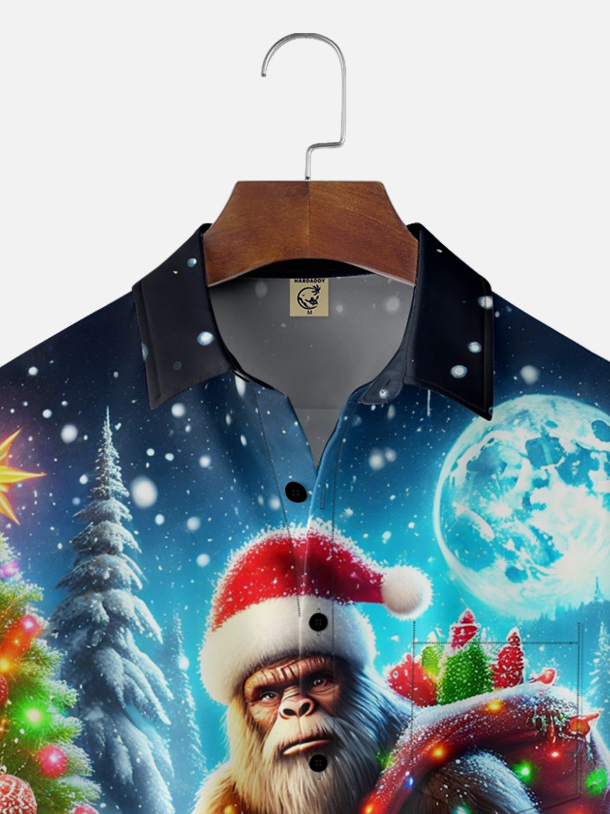 Moisture-Wicking Christmas Bigfoot Chest Pocket Hawaiian Shirt