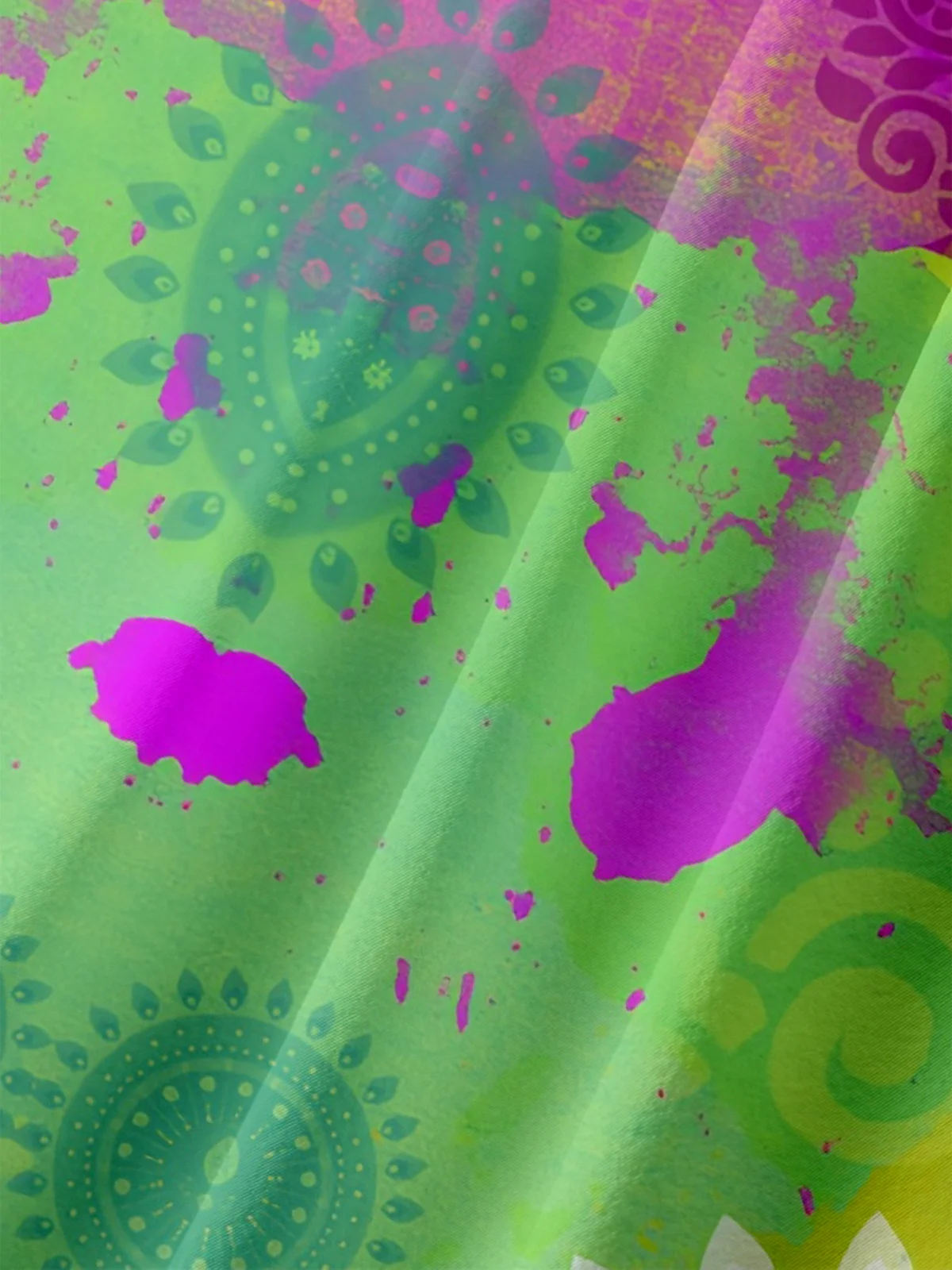 Moisture-wicking Mandala Watercolor Gradient Color Chest Pocket Hawaiian Shirt
