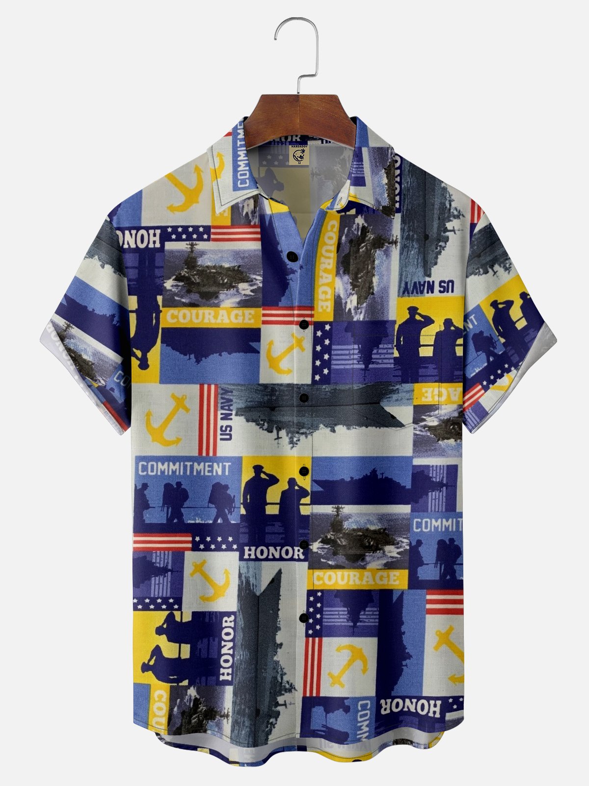 Moisture-wicking Veterans Day Navy Chest Pocket Casual Shirt