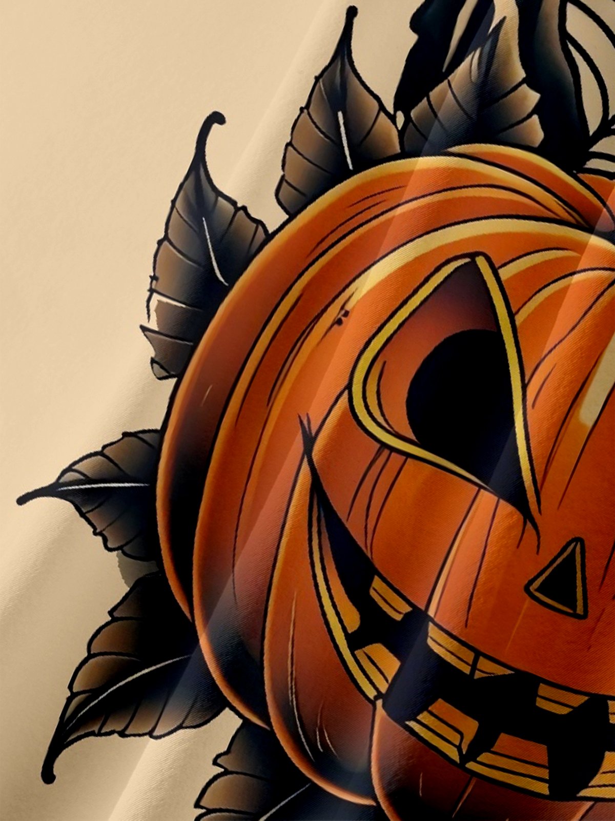 Moisture-wicking Halloween Pumpkin Black Cat Chest Pocket Casual Shirt