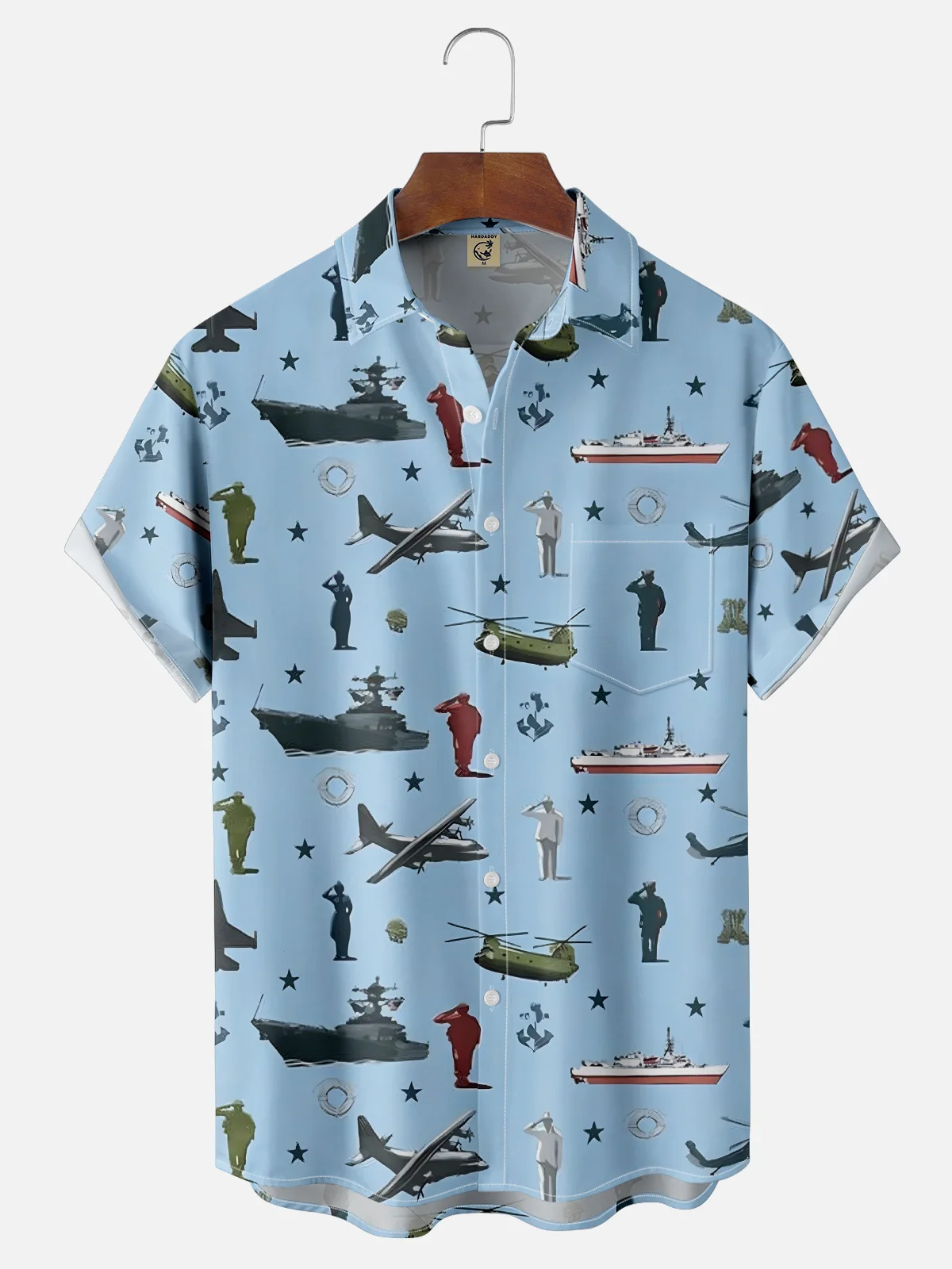 Moisture-wicking Veterans Day U.S. Army, Navy, Air Force Chest Pocket Casual Shirt