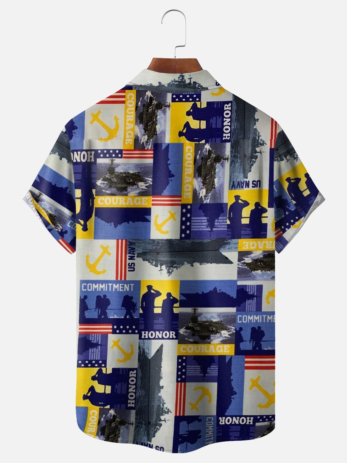 Moisture-wicking Veterans Day Navy Chest Pocket Casual Shirt