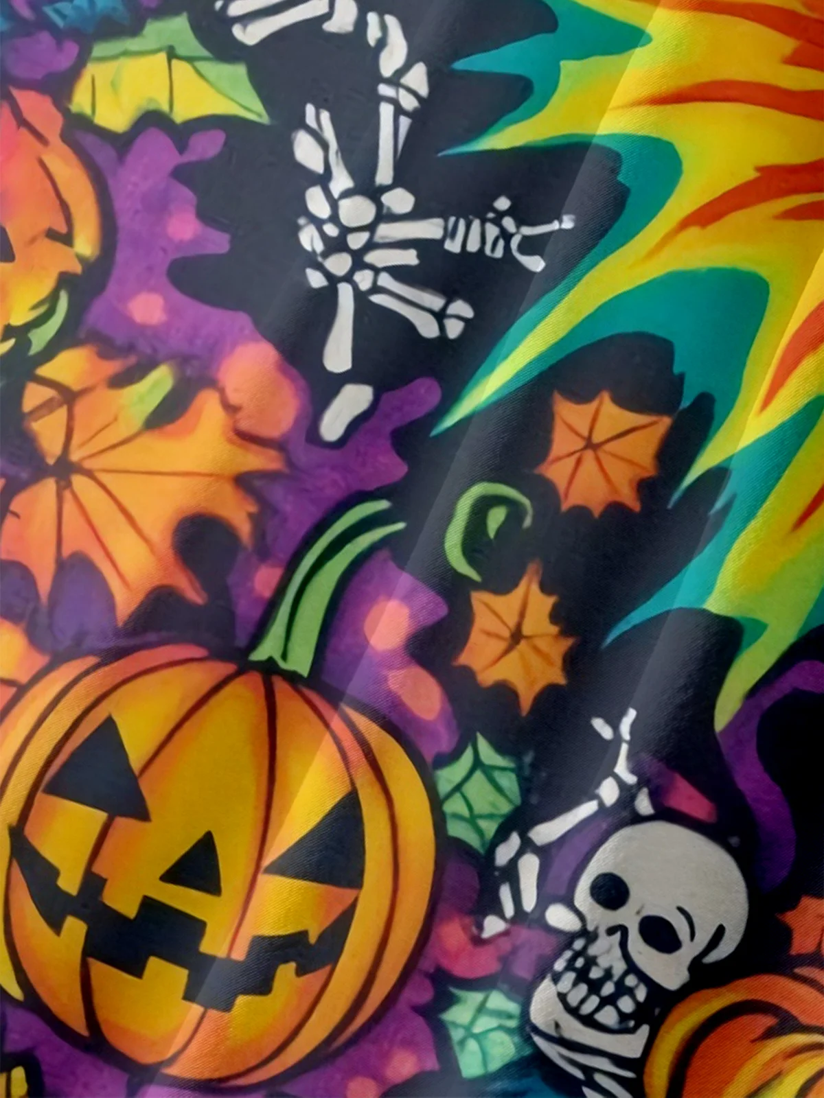 Moisture-wicking Halloween Pumpkin Chest Pocket Casual Shirt