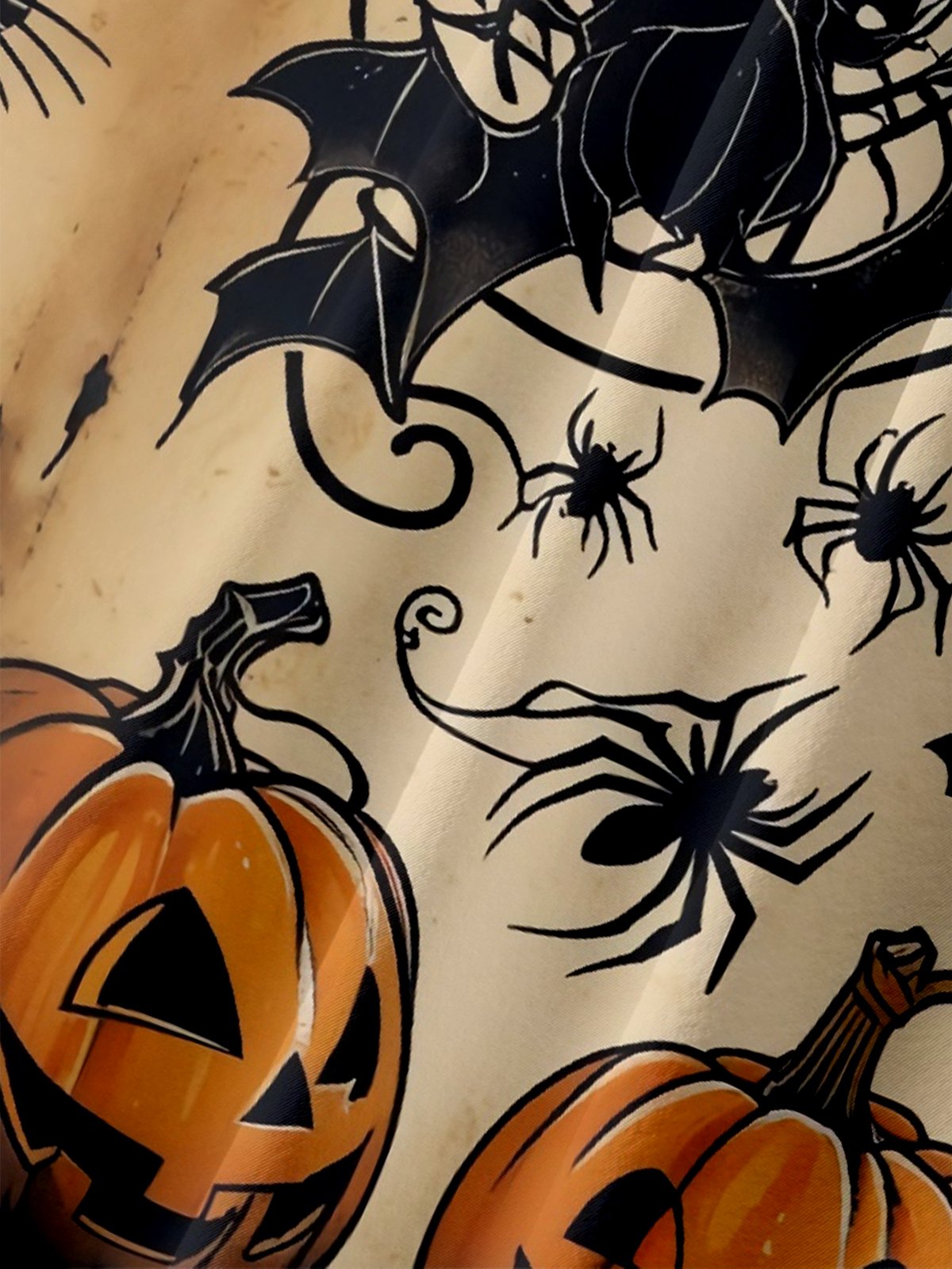 Moisture-wicking Halloween Pumpkin Spider Chest Pocket Casual Shirt