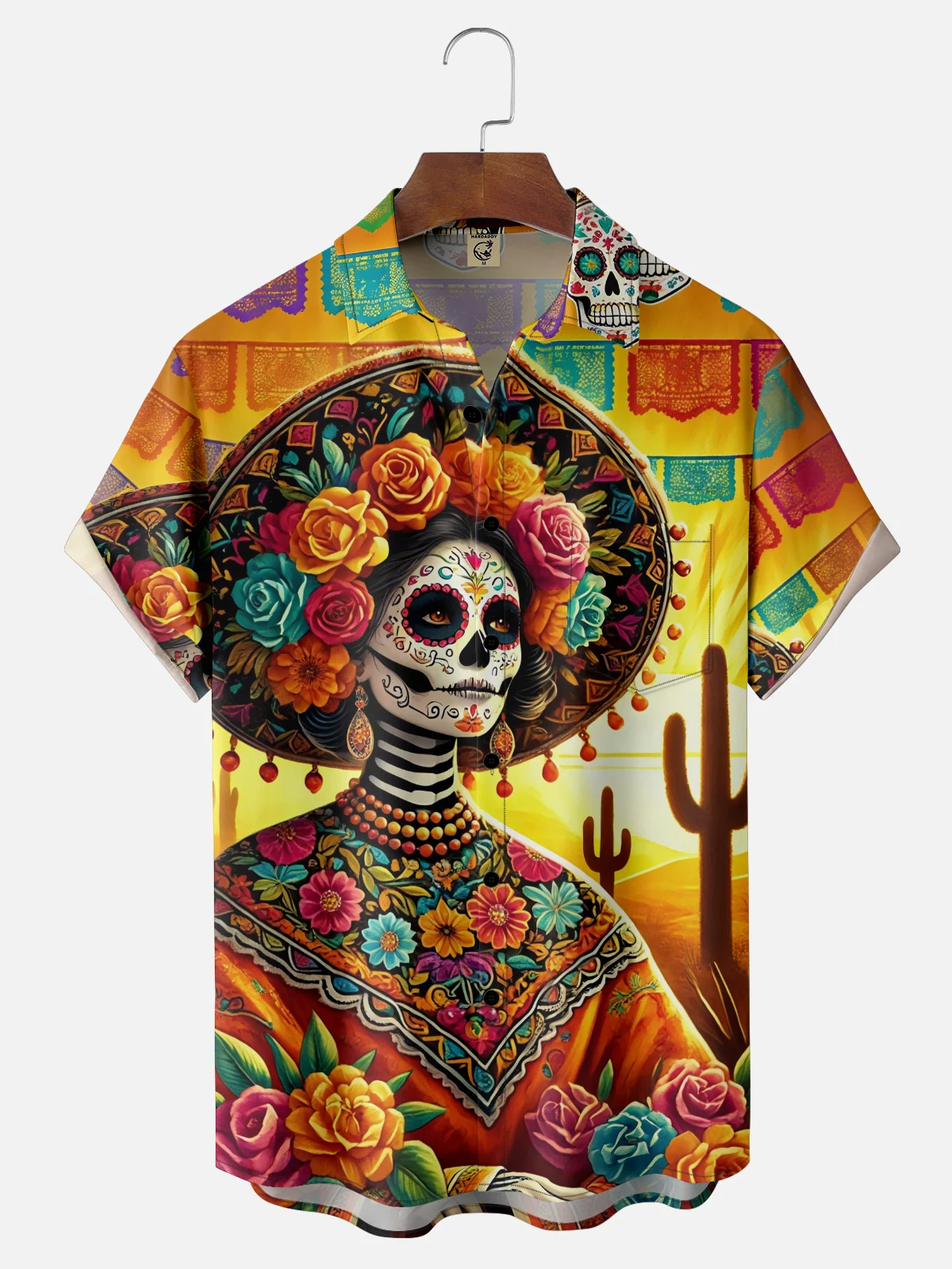 Moisture-wicking Day of the Dead Chest Pocket Casual Shirt