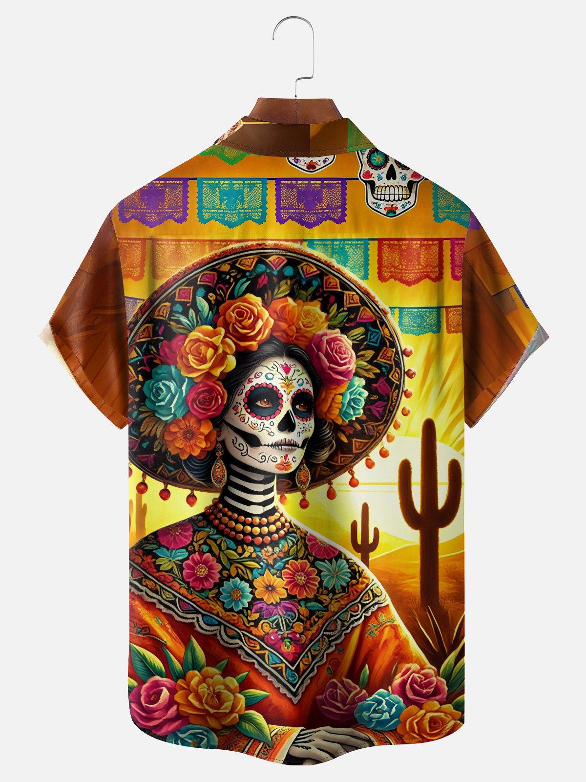 Moisture-wicking Day of the Dead Chest Pocket Casual Shirt