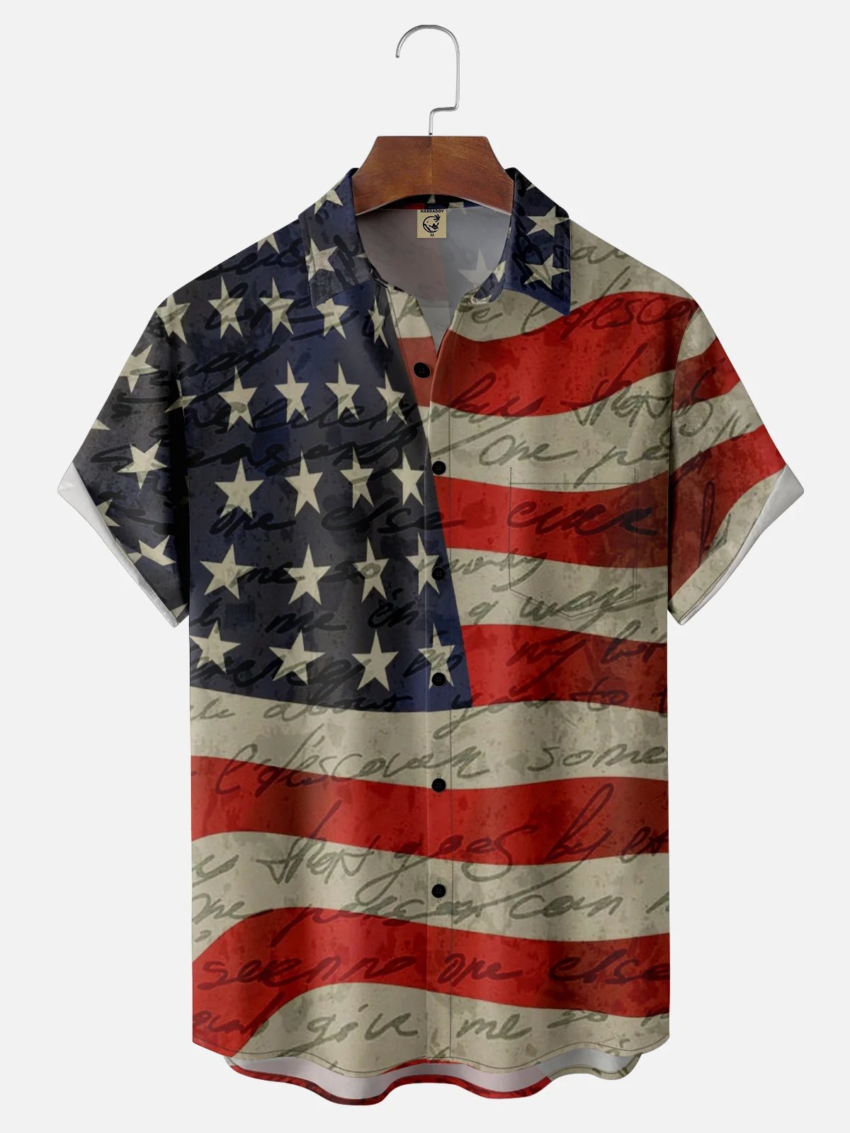 Hardaddy X Valentina Bjekovic Moisture-wicking Veterans Day American Flag Chest Pocket Casual Shirt