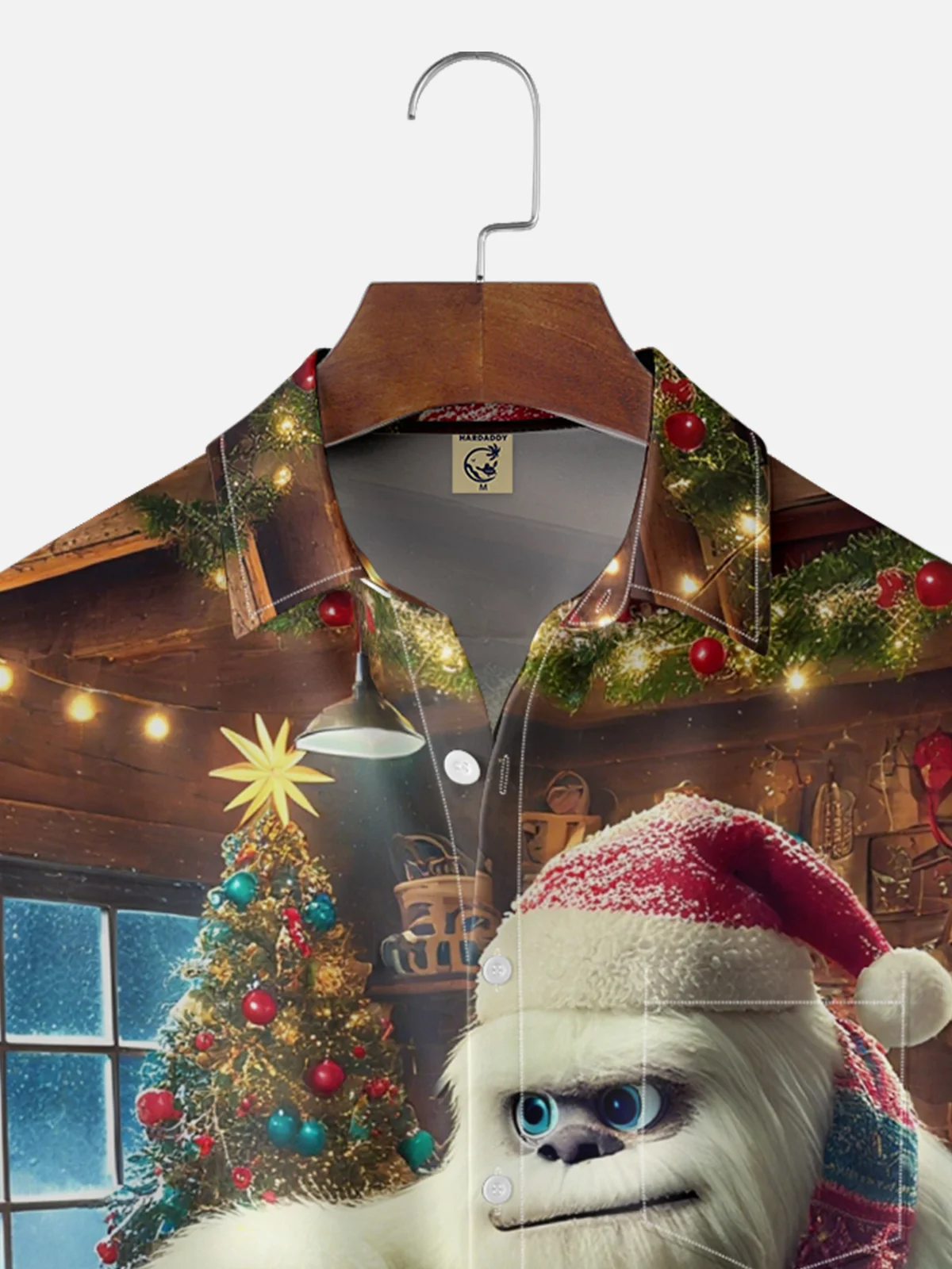 Moisture-wicking Christmas Snow Monster Fun Christmas Tree Gift Chest Pocket Casual Shirt