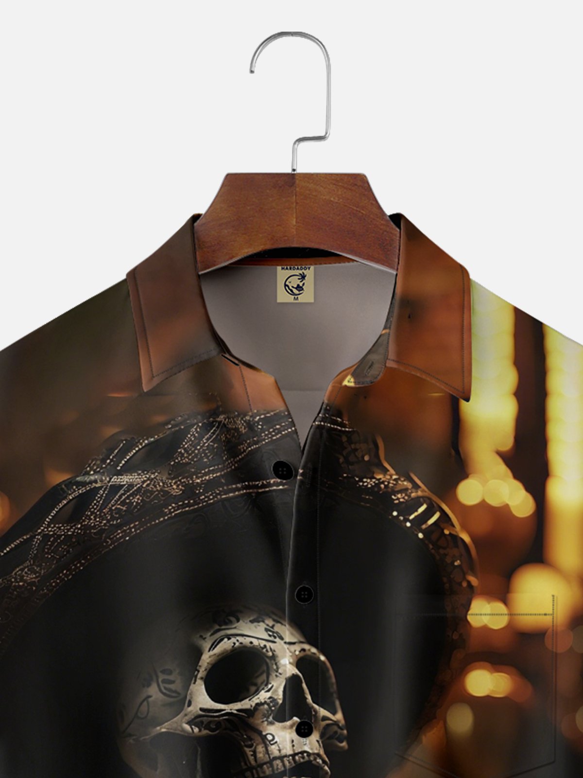 Moisture-wicking Day of the Dead Skull Guitar Art Chest Pocket Casual Shirt