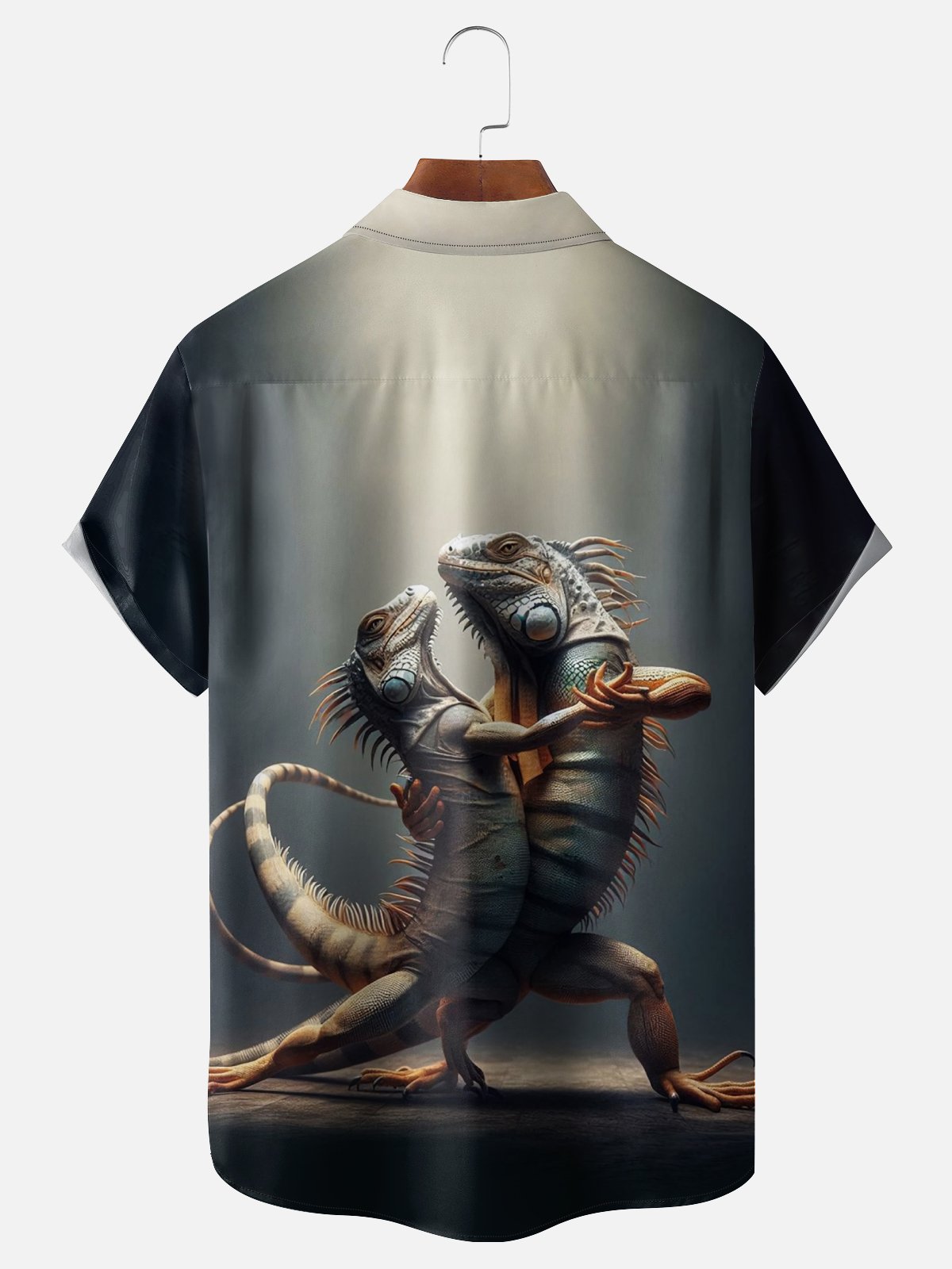Moisture-wicking Lizard Ballroom Dance Fun Chest Pocket Hawaiian Shirt