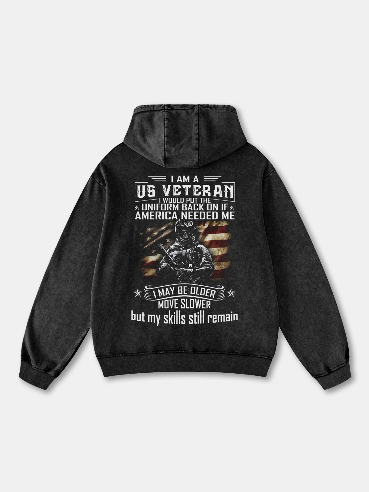 Veterans Day American Flag Soldier Slogan Hoodie Sweatshirt