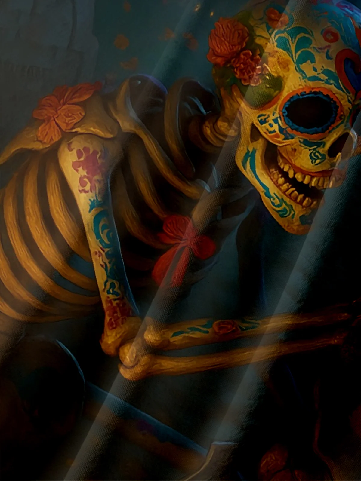 Moisture-wicking Day of the Dead Skeleton Fun Beer Chest Pocket Casual Shirt