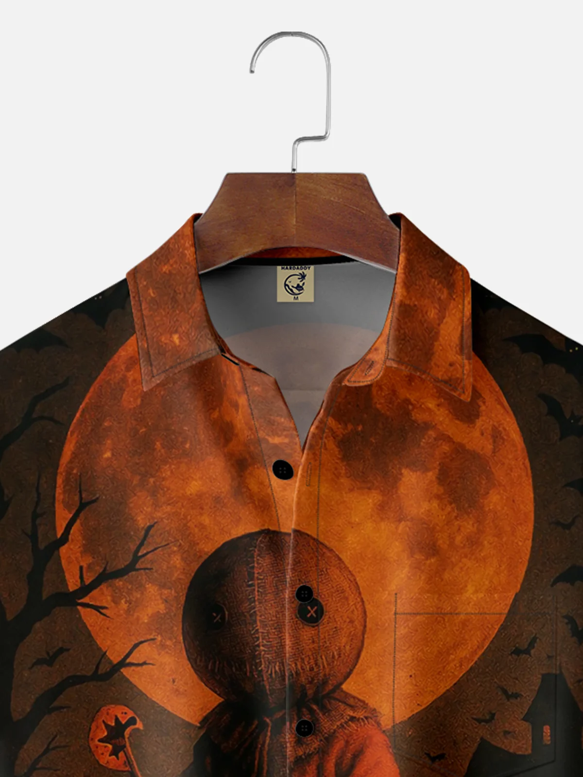 Moisture-wicking Halloween Puppet Pumpkin Fun Chest Pocket Casual Shirt