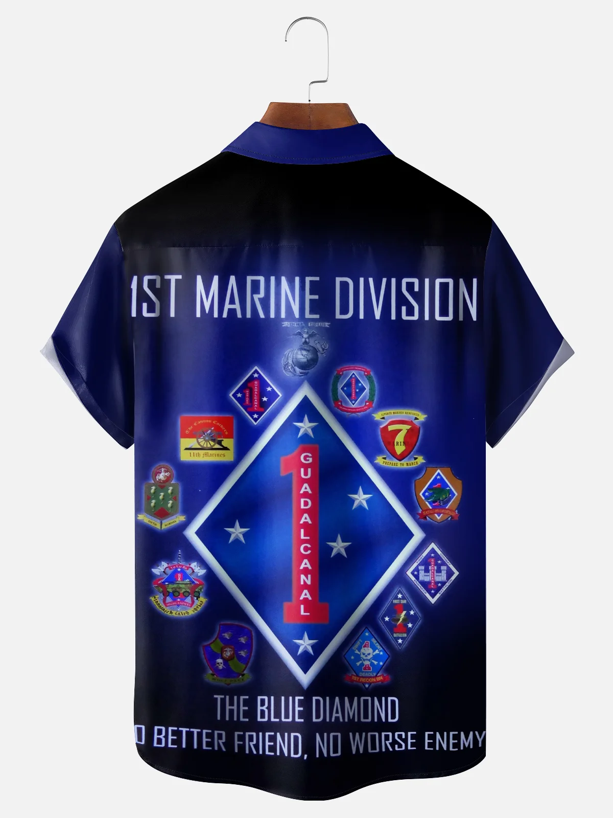Moisture-wicking Veterans Day 1st Marine Division Chest Pocket Casual Shirt