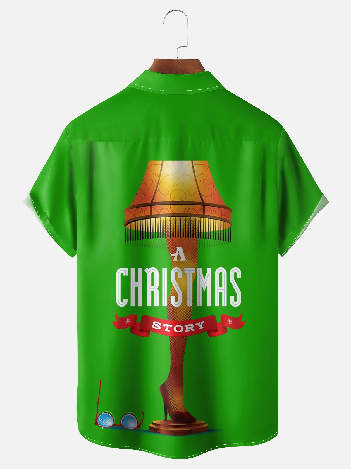 Moisture-wicking Funny Christmas Story Thigh Lamp Chest Pocket Casual Shirt