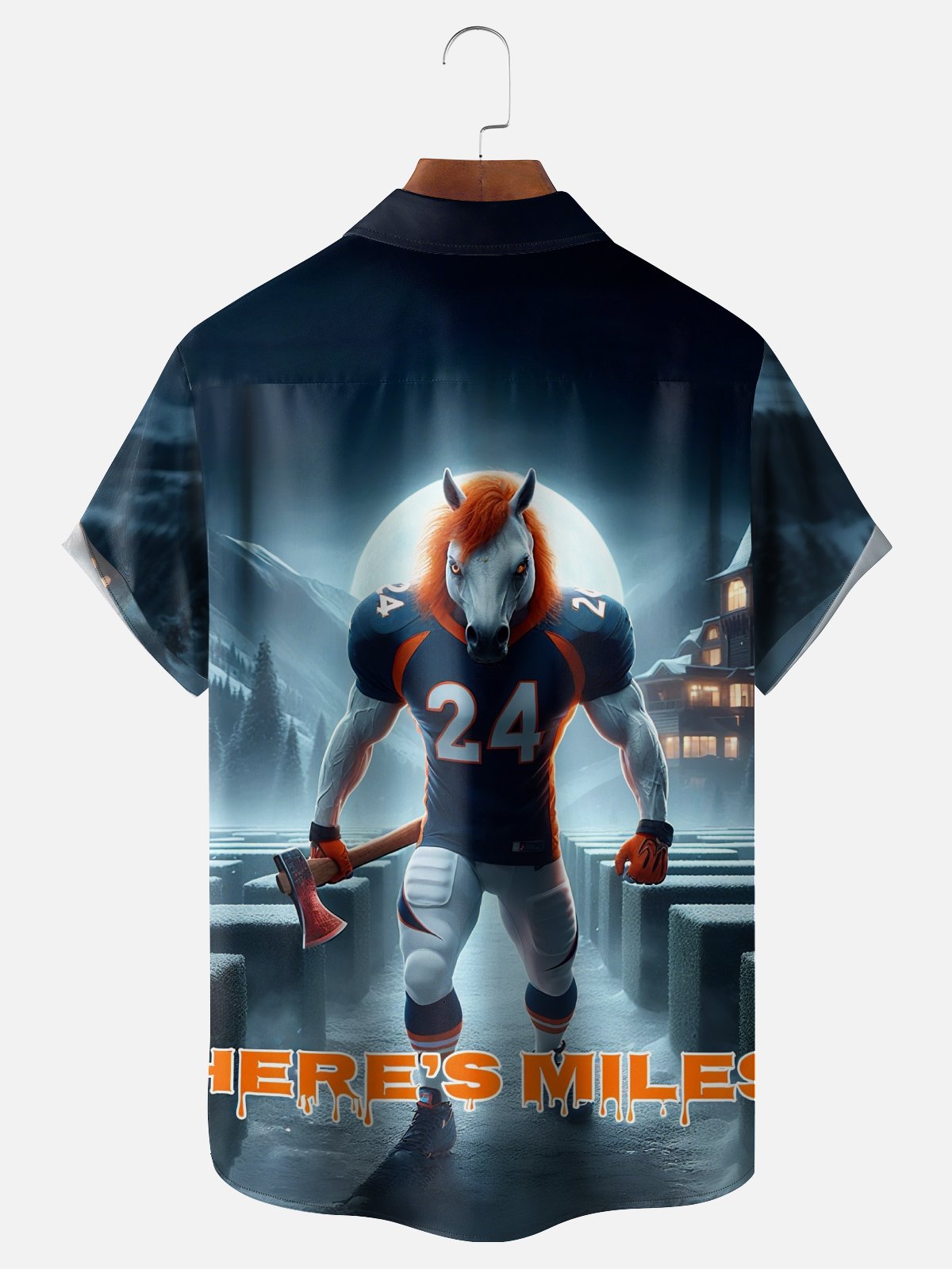 Moisture-wicking American Football Denver Art Broncos Fun Chest Pocket Casual Shirt