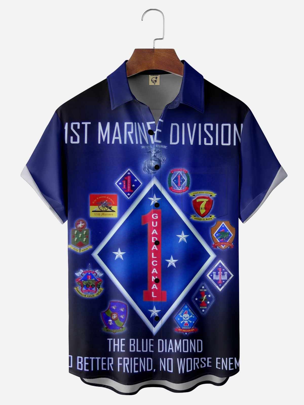 Moisture-wicking Veterans Day 1st Marine Division Chest Pocket Casual Shirt