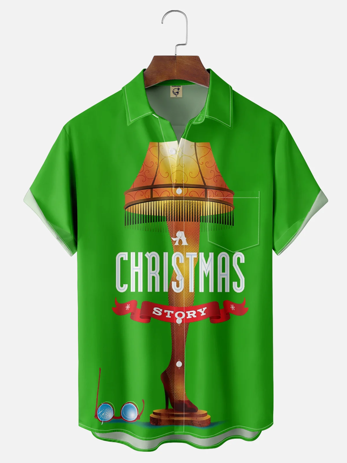 Moisture-wicking Funny Christmas Story Thigh Lamp Chest Pocket Casual Shirt