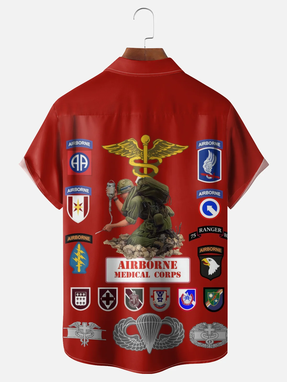 Moisture-wicking Veterans Day US Army Airborne Division Chest Pocket Casual Shirt