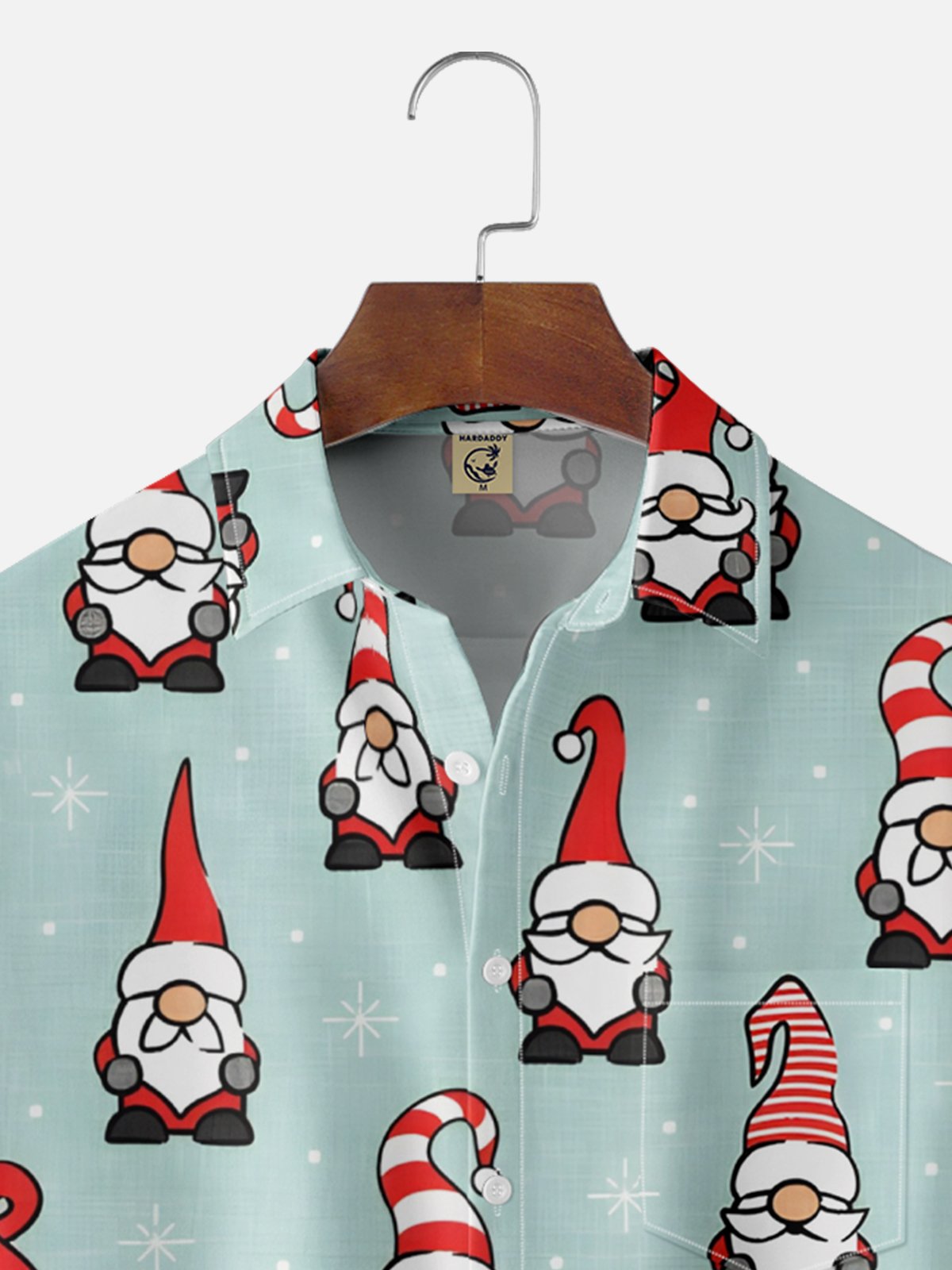 Moisture-Wicking Christmas Gnome Snowflake Chest Pocket Hawaiian Shirt