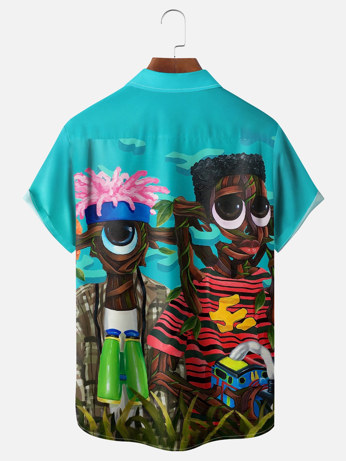Hardaddy x Nathaniel Bolarinwa Moisture-wicking Personalized Art Wood Figure Chest Pocket Casual Shirt