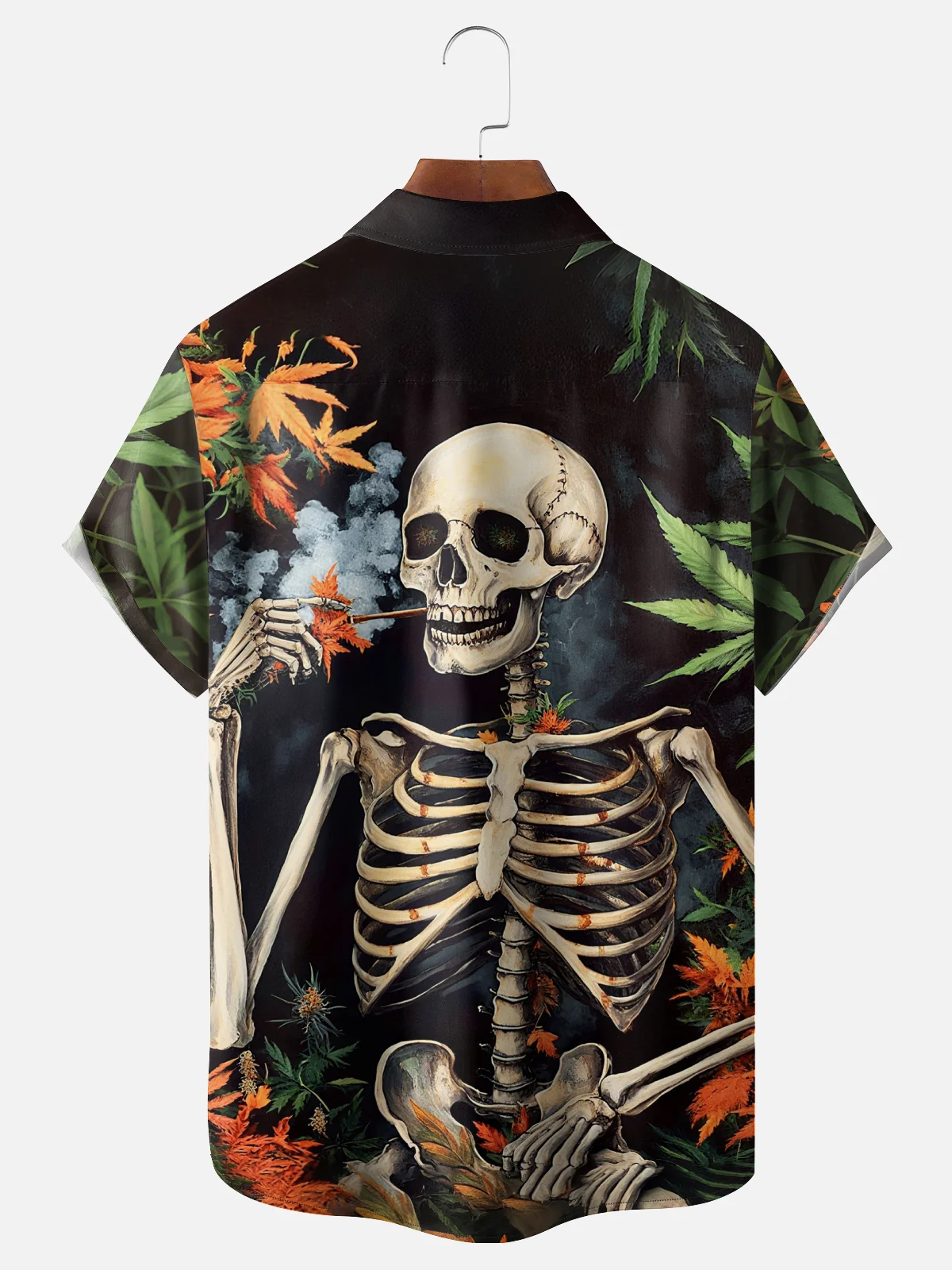 Moisture-Wicking Day Of The Dead Skull Chest Pocket Hawaiian Shirt