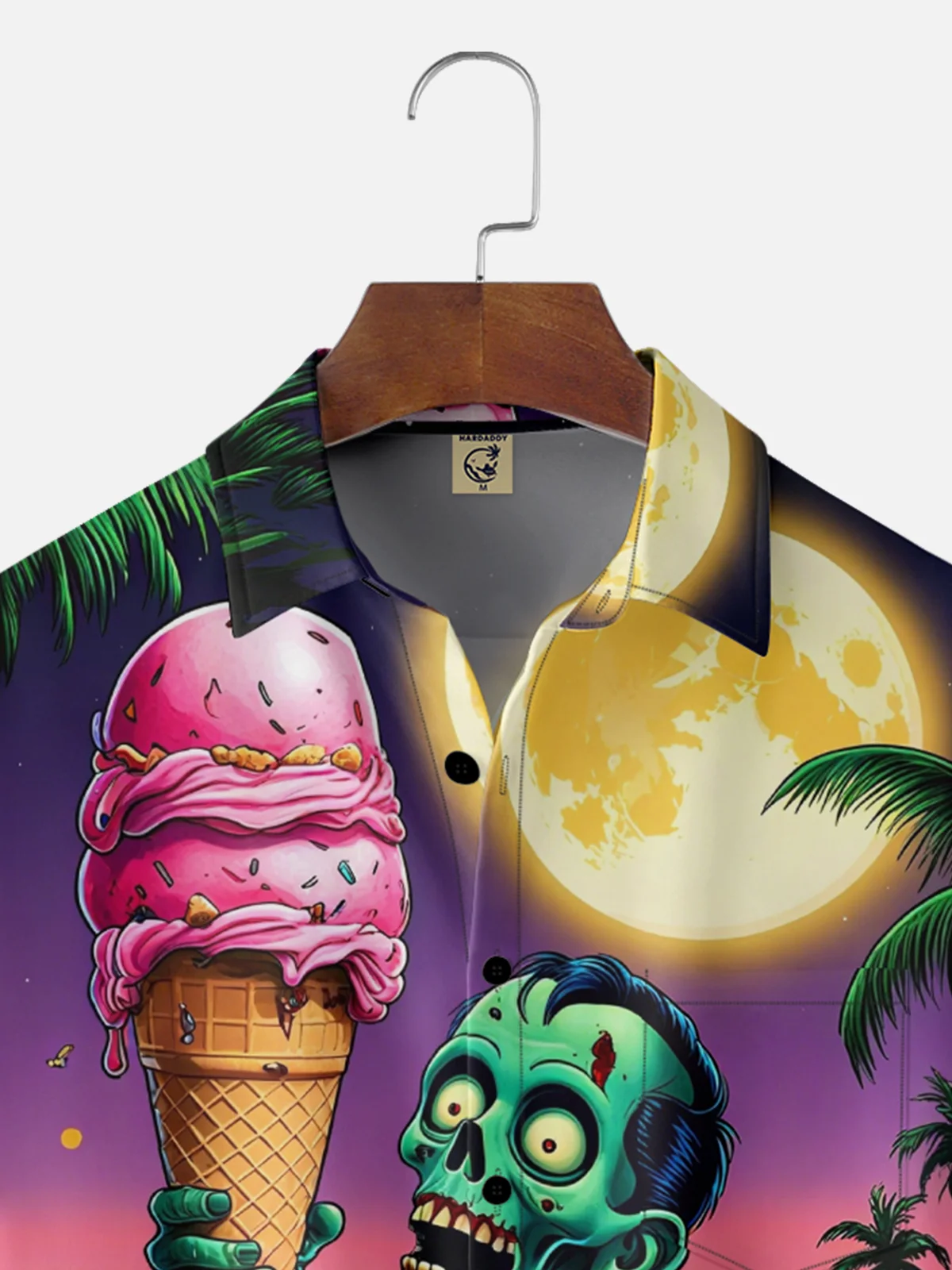 Moisture Wicking Halloween Beach Zombie Chest Pocket Hawaiian Shirt