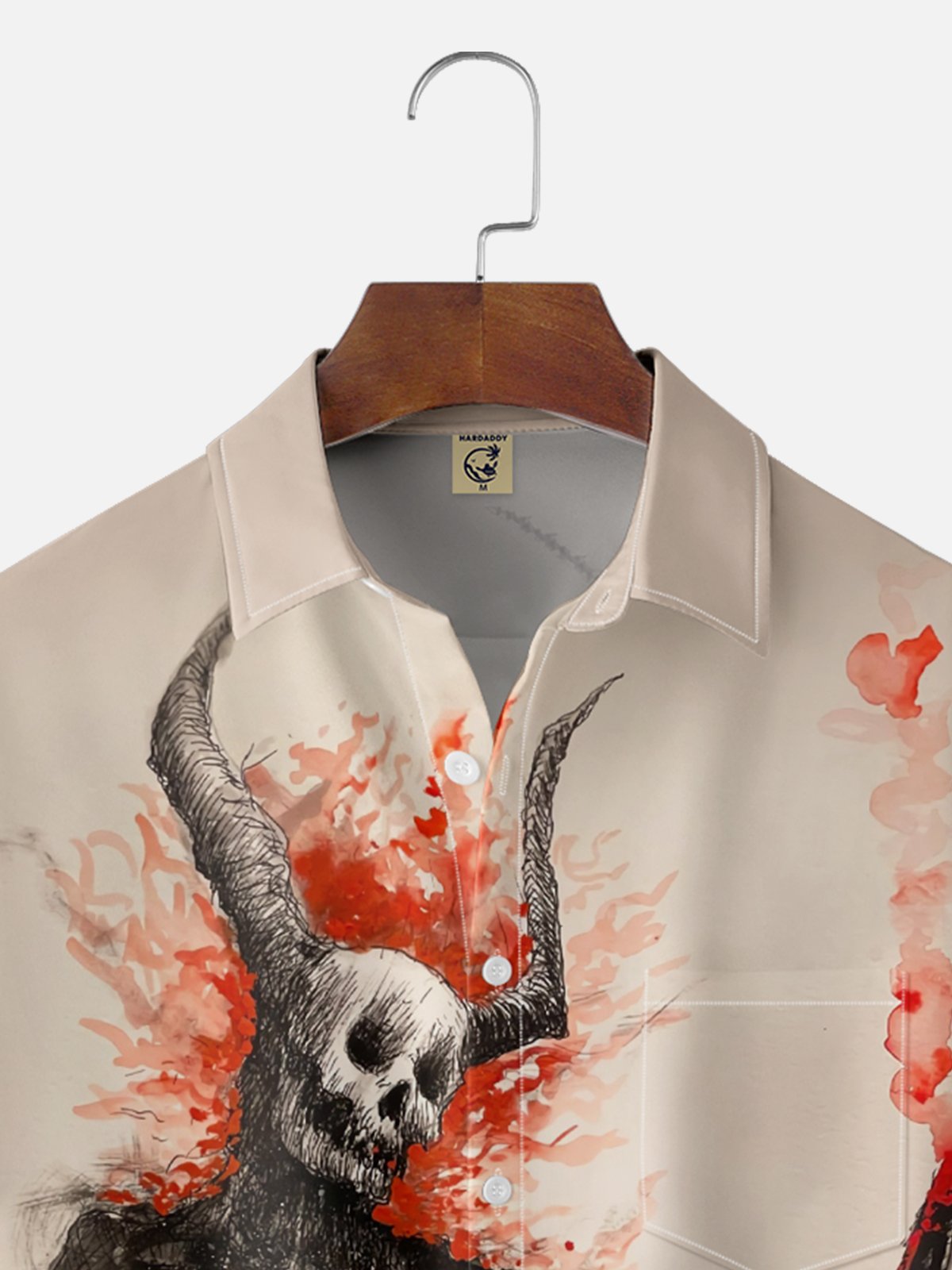 Moisture-wicking Art Skull Cross Chest Pocket Casual Shirt