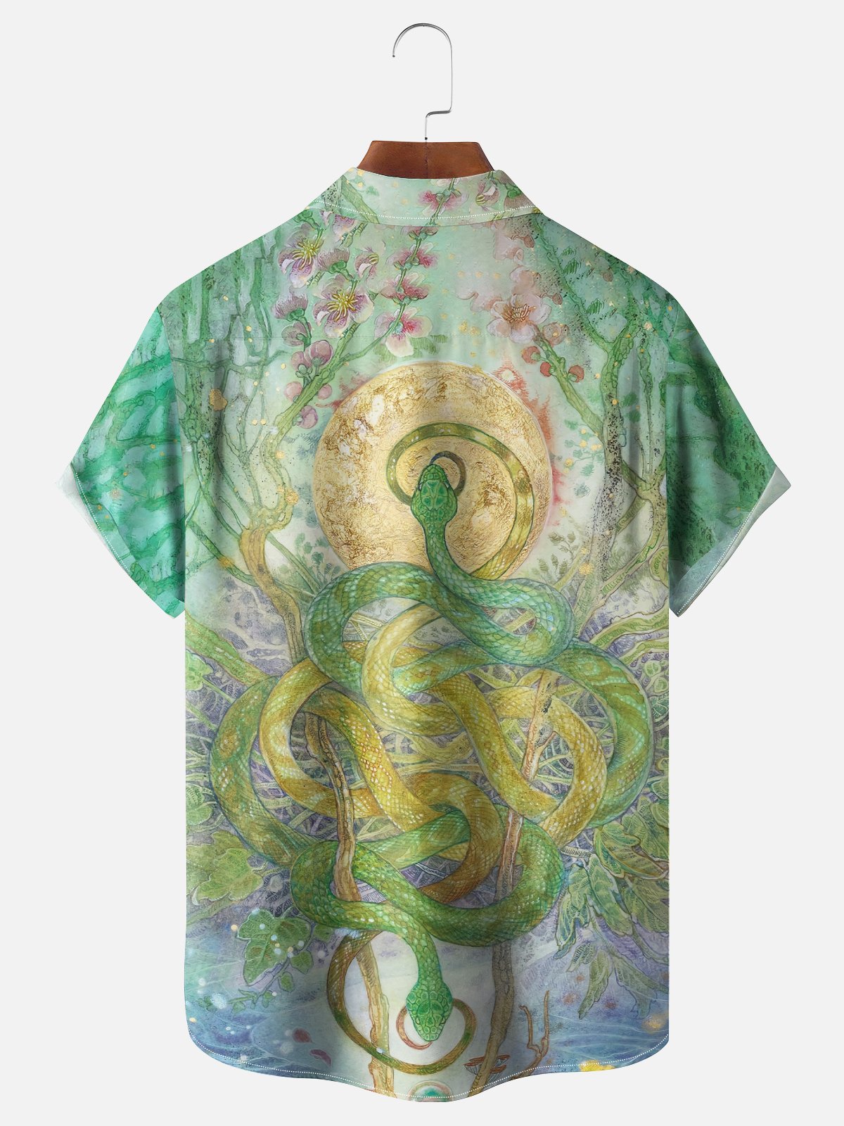 Moisture-wicking Art Fantasy Snake Illustration Chest Pocket Casual Shirt