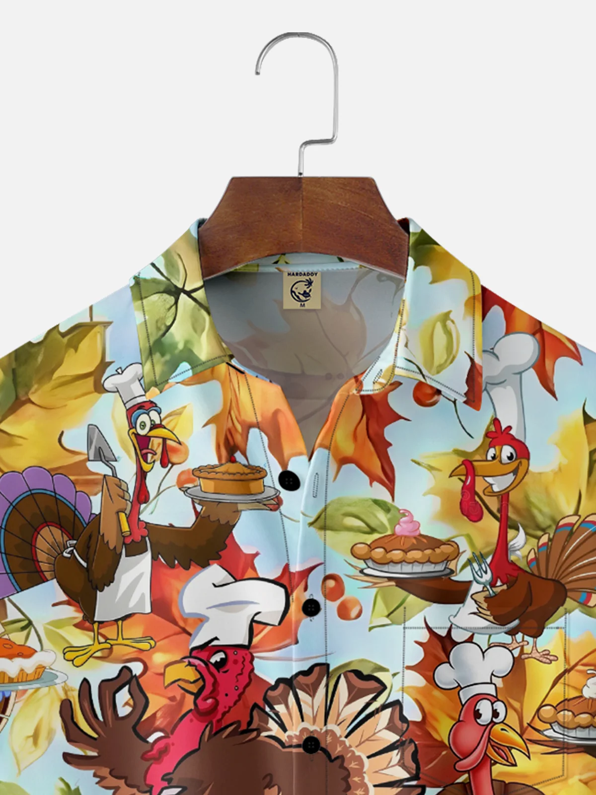 Moisture-Wicking Thanksgiving Turkey Chest Pocket Hawaiian Shirt