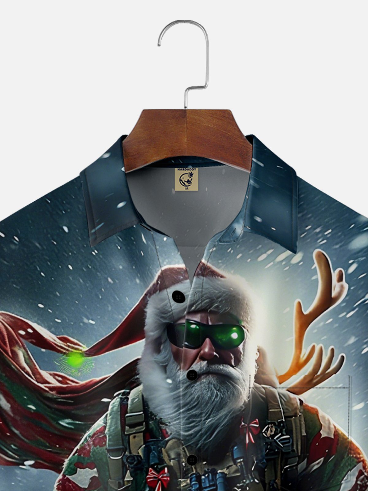 Moisture-Wicking Christmas Military Chest Pocket Hawaiian Shirt