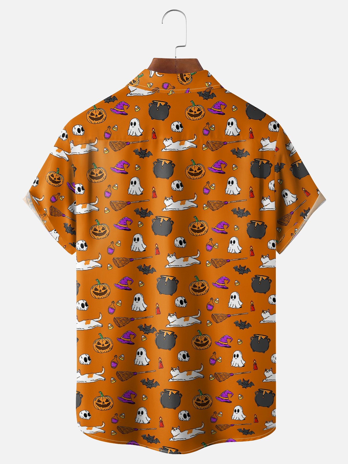 Hardaddy x Kimprut Imut Moisture-wicking Halloween Personalized Art Cat Pumpkin Chest Pocket Casual Shirt