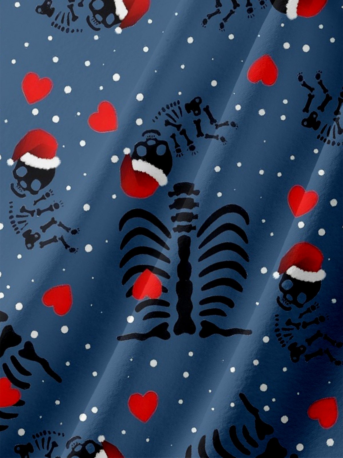 Moisture-Wicking Christmas Skull Hat Chest Pocket Hawaiian Shirt