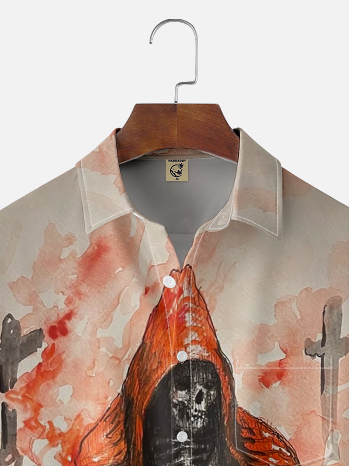 Moisture-wicking Art Bloody Skull Cross Chest Pocket Casual Shirt