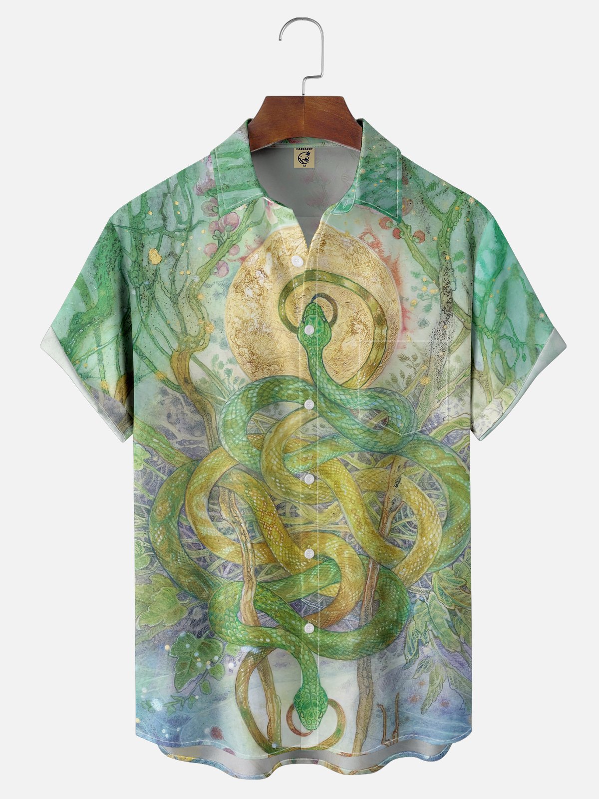 Moisture-wicking Art Fantasy Snake Illustration Chest Pocket Casual Shirt