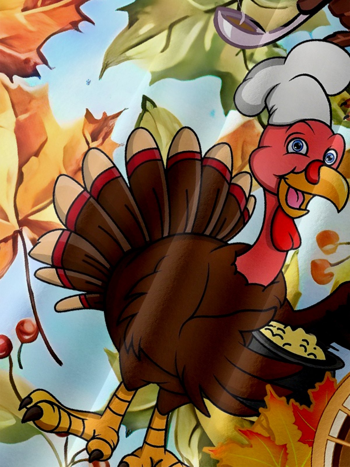 Moisture-Wicking Thanksgiving Turkey Chest Pocket Hawaiian Shirt