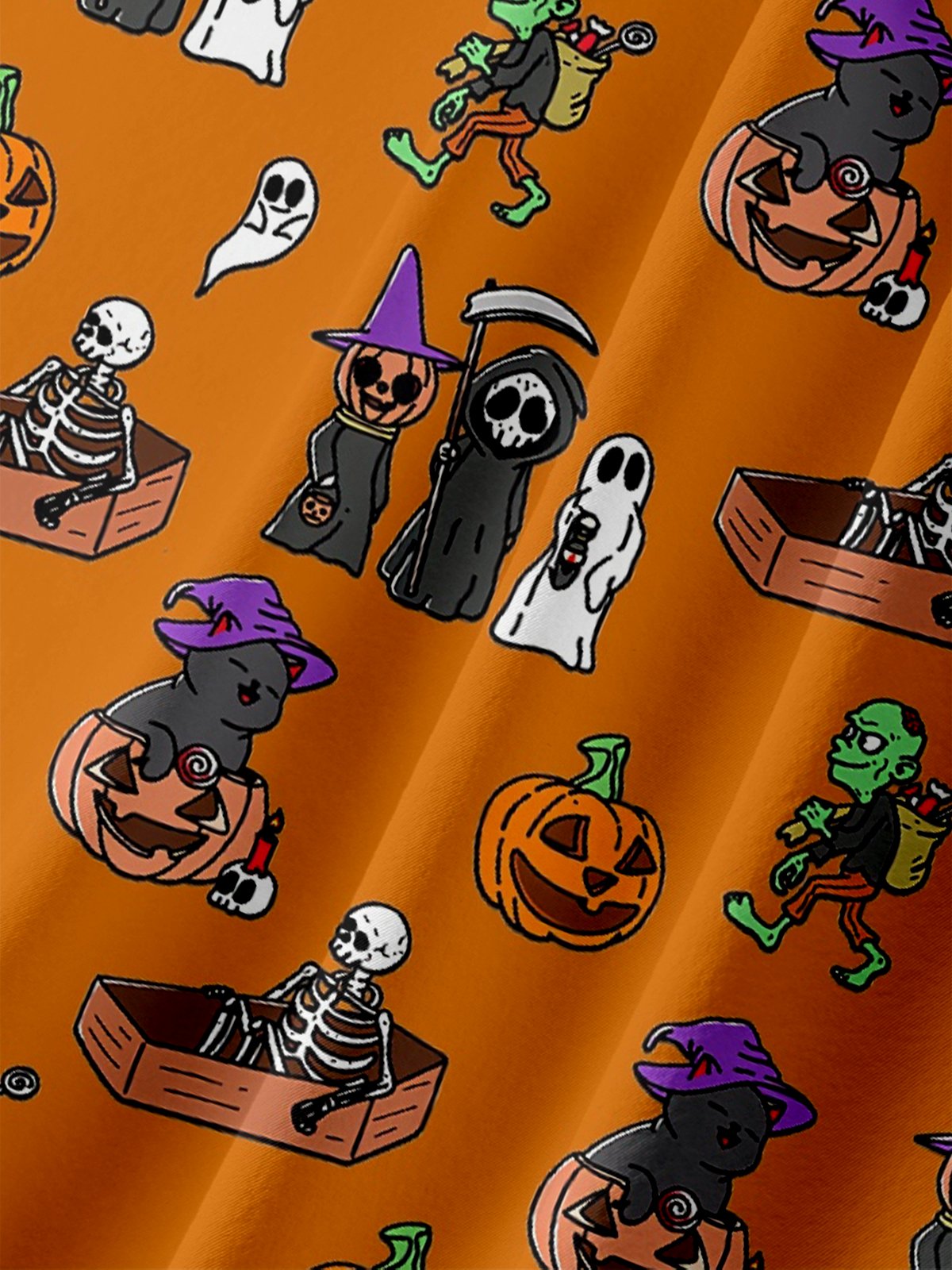 Hardaddy x Kimprut Imut Moisture-wicking Halloween Personalized Art Pumpkin Chest Pocket Casual Shirt