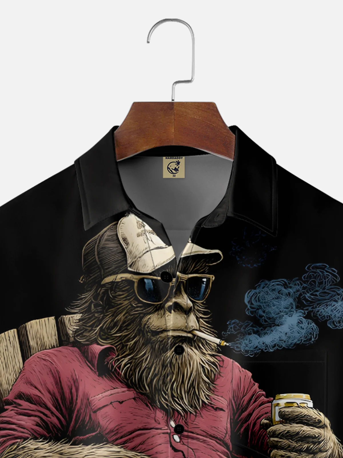 Moisture-Wicking Camping Bigfoot Chest Pocket Hawaiian Shirt