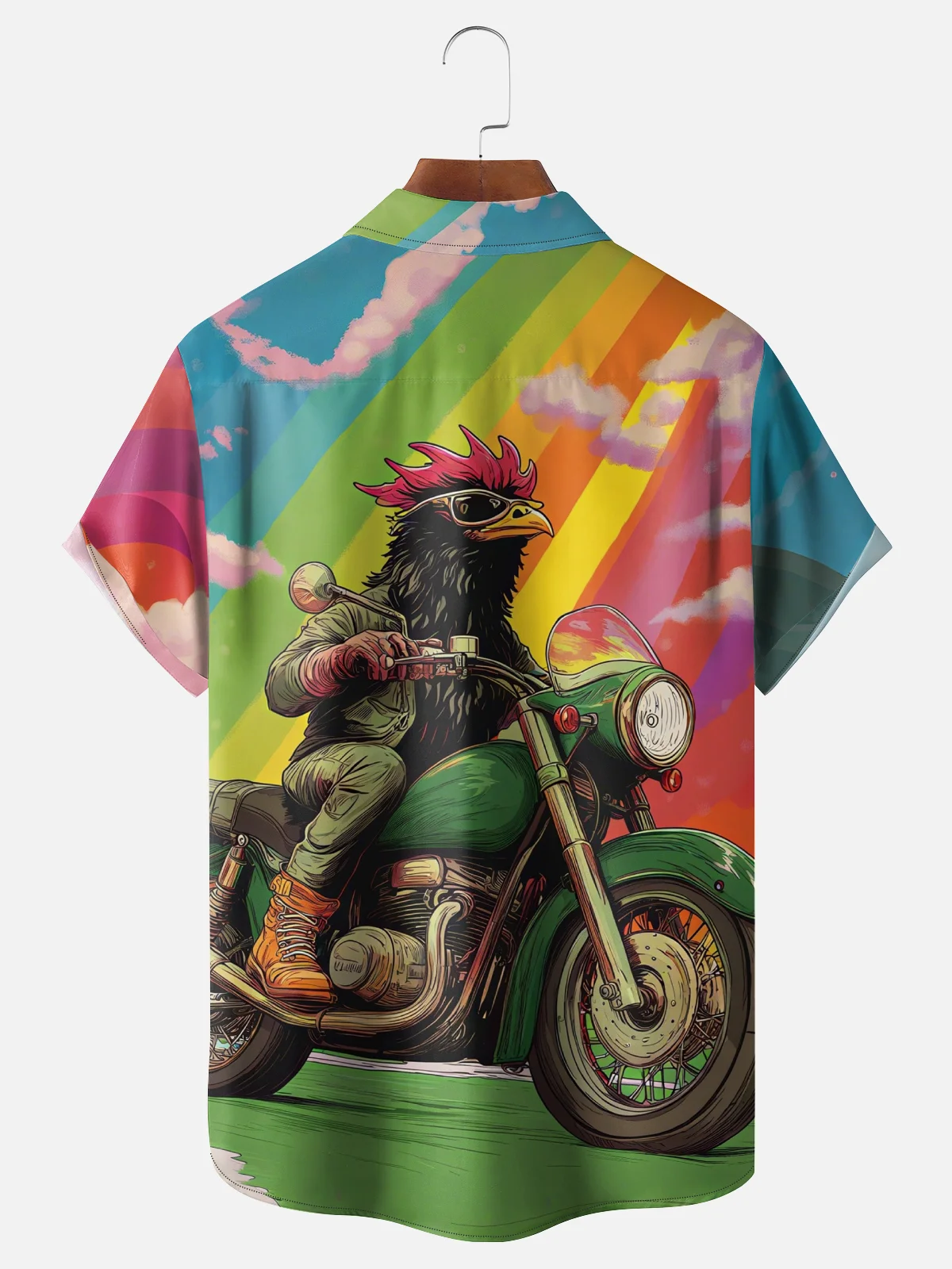 Moisture-Wicking Biker Chicken Breast Pocket Hawaiian Shirt