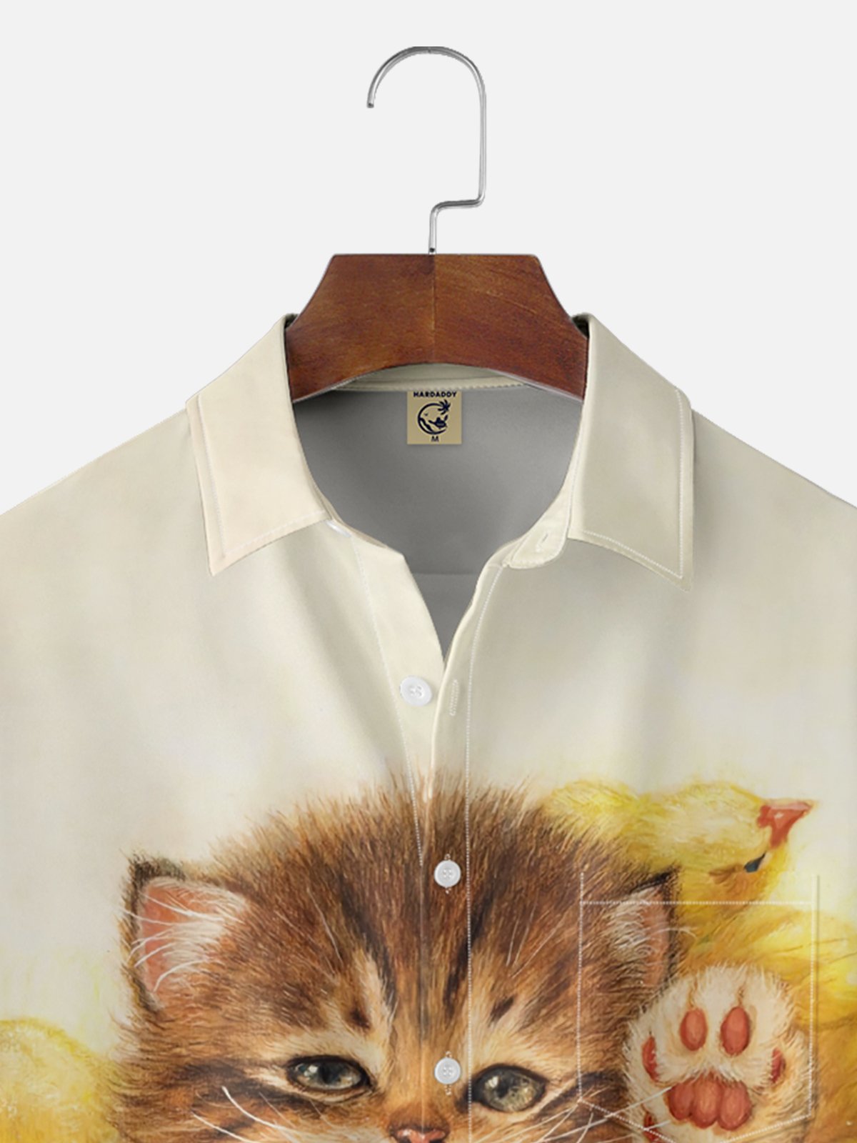 Moisture-wicking Art Fun Chick Cat Chest Pocket Casual Shirt