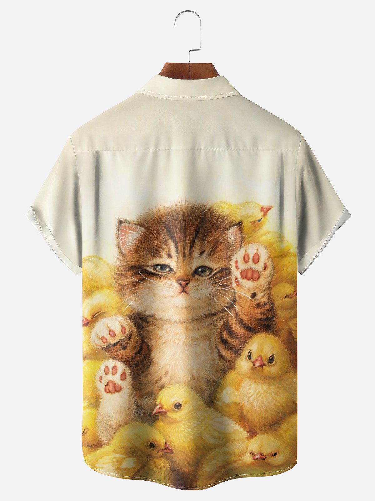 Moisture-wicking Art Fun Chick Cat Chest Pocket Casual Shirt