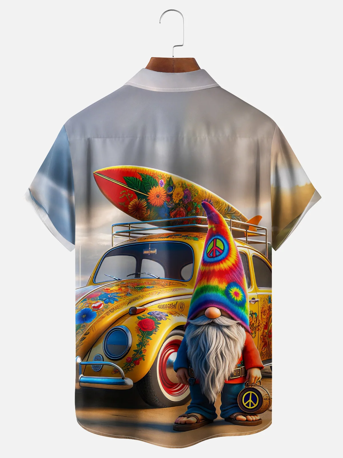 Moisture Wicking Retro Dwarf Car Chest Pocket Hawaiian Shirt