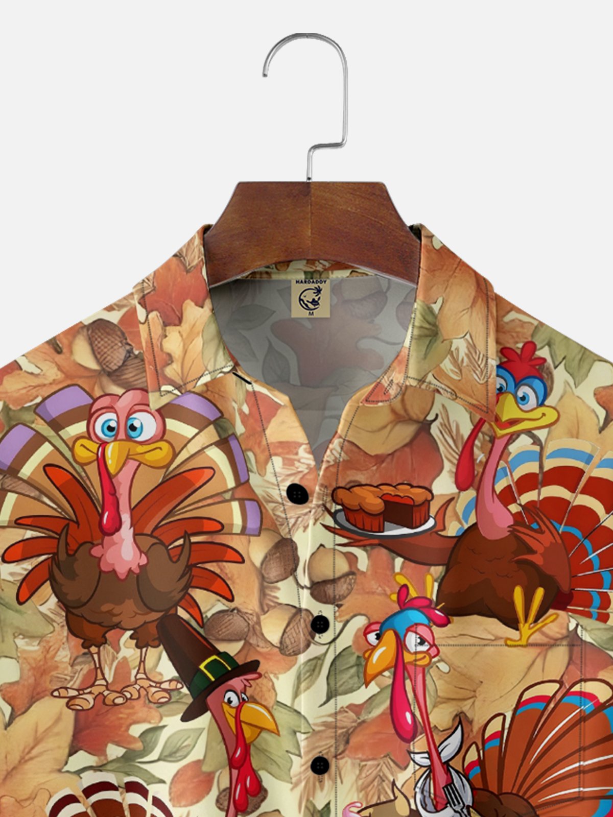 Moisture-Wicking Thanksgiving Turkey Chest Pocket Hawaiian Shirt